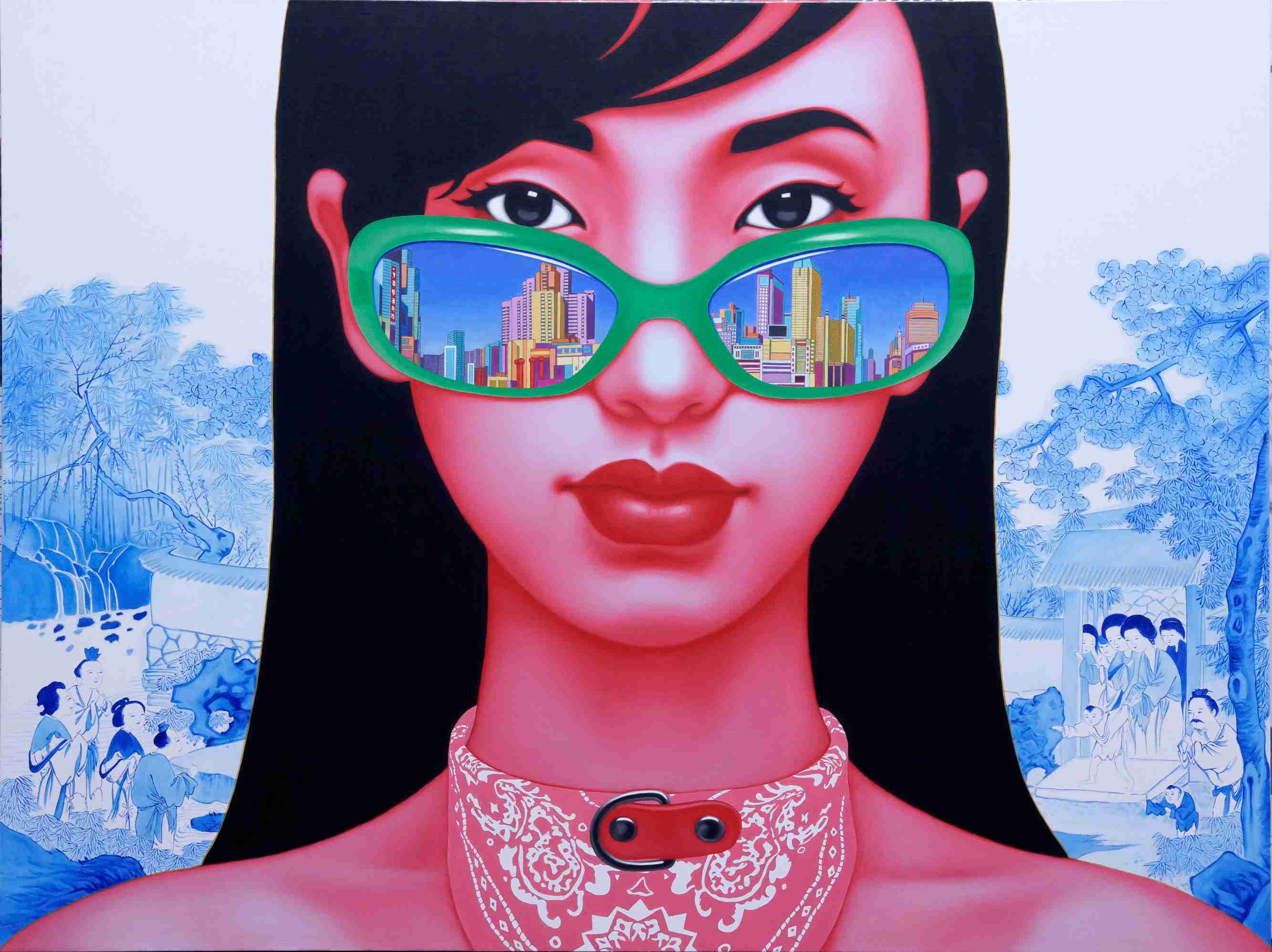青花女孩 Underglaze Blue Girl 150x200cm 布面油画 oil on canvas